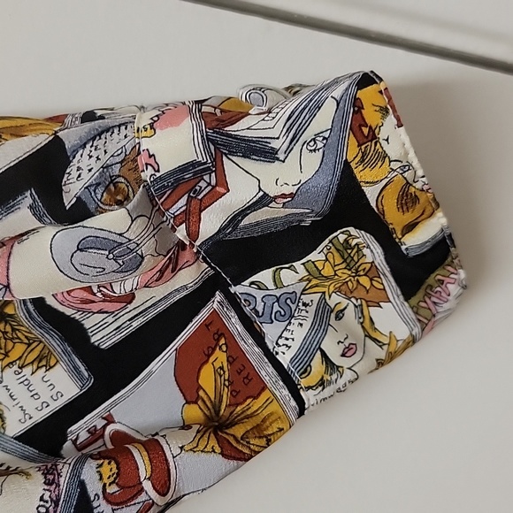 📍RARE | Vintage P.I.A.N.O Vogue Magazine Cover Print Silk Blouse - Picture 9 of 16